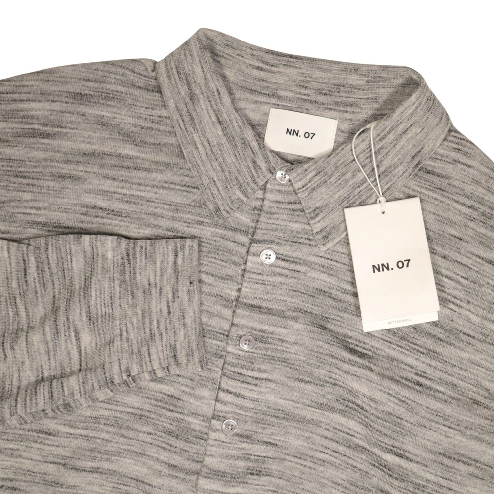 No Nationality NN.07 Raymond Polo Knit Long Sleeve Wool Grey Melange Men 2XL NWT